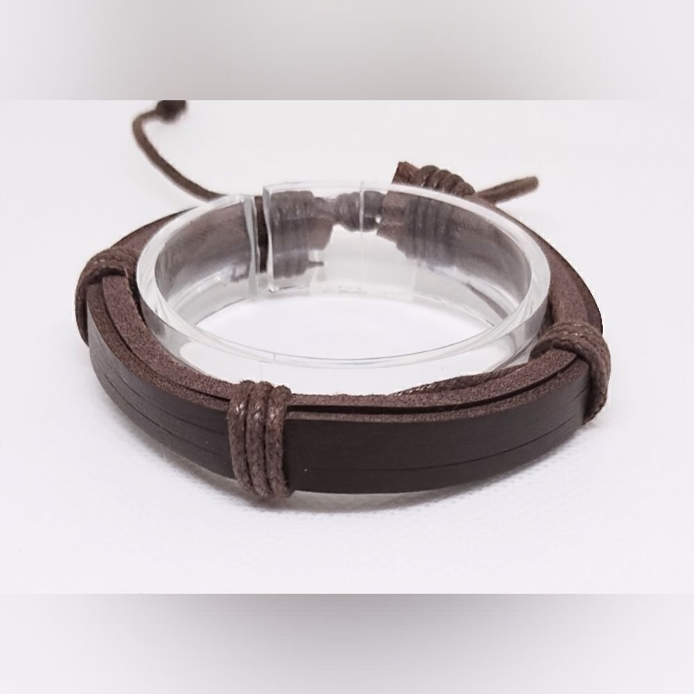 Leather bracelet layered brown new e22